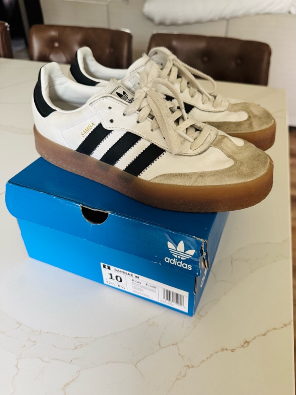 adidas Samba Retro White Black with Gum Sole